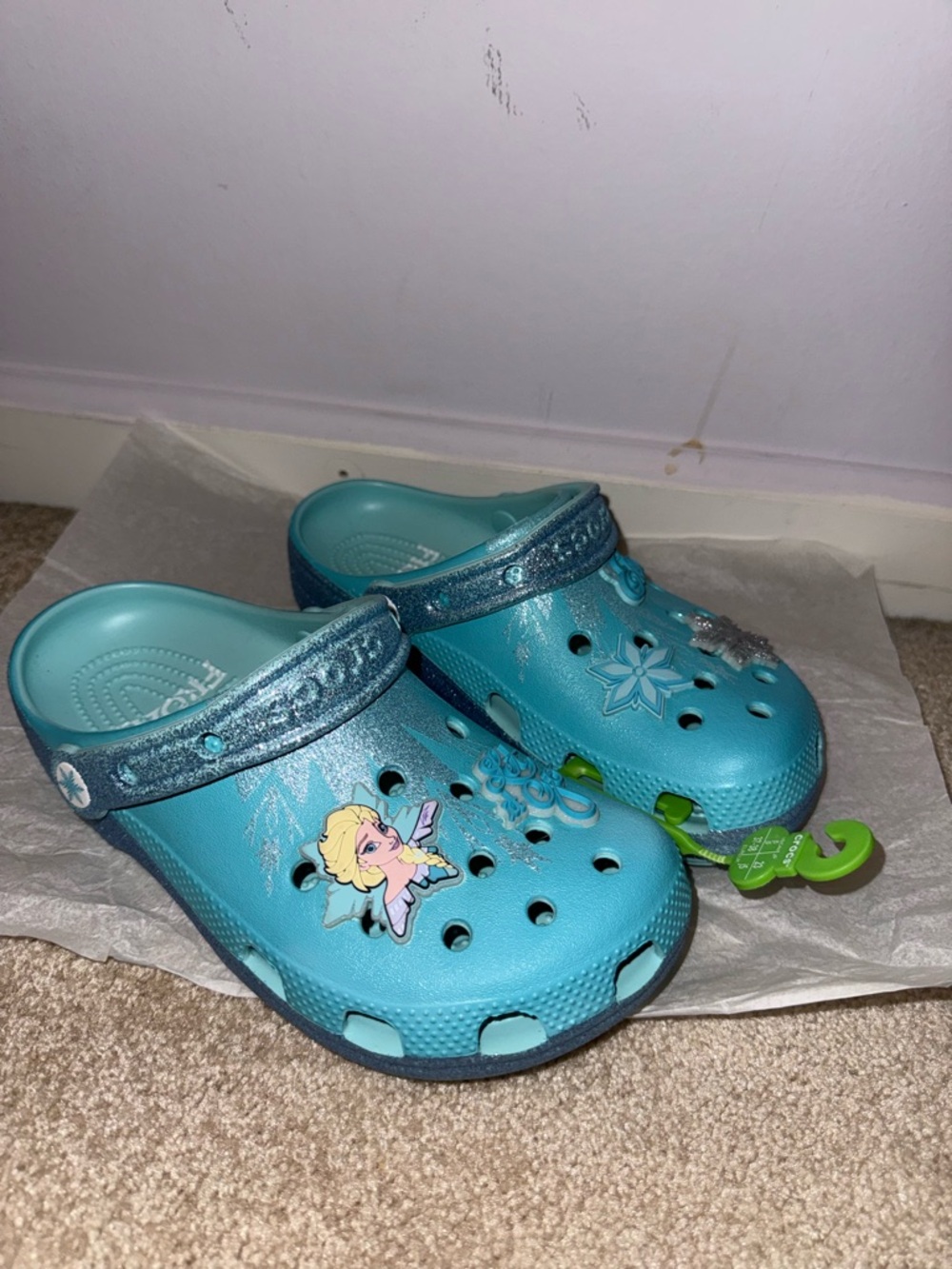 Crocs Girls' Blue Character Clog Shoes - Frozen-Inspired 5 youth